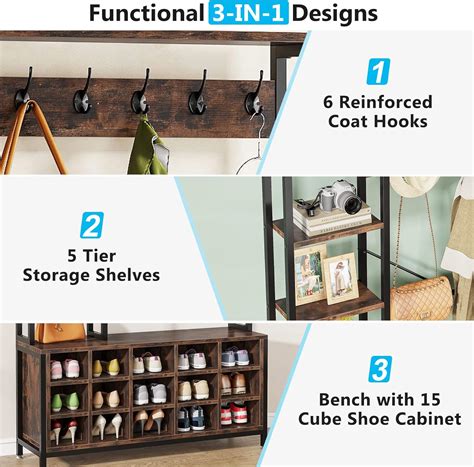 Buy Tribesigns Entryway Bench with Coat Rack Hall Tree with Bench and ...