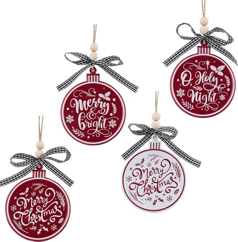 Amazon.com: FESTWIND 4pcs Christmas Tree Ornaments Set, Metal Christmas ...