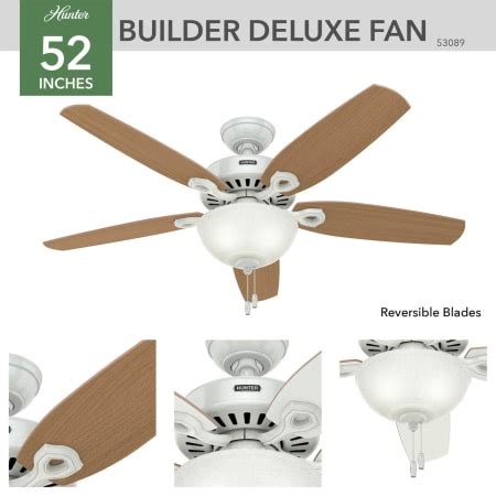 Hunter 53090 52" Indoor Ceiling Fan - 5 Reversible Blades and LED Light ...