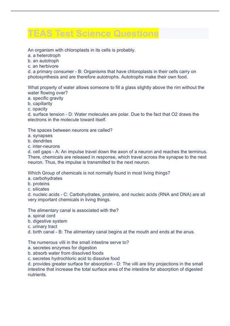 Teas Test Answers 的图像结果