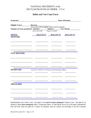 Fillable Online NATIONAL FRATERNITY of the SECULAR FRANCISCAN ORDERU S ...