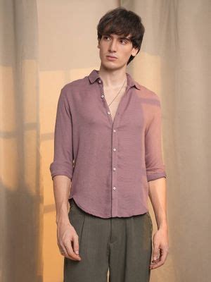 Buy Campus Sutra Men's Purple Textured Casual Shirt (S) Online