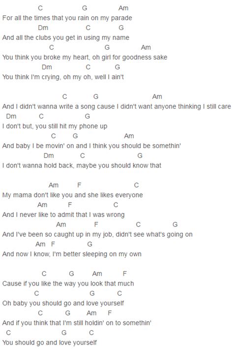Justin Bieber, Purpose Love Yourself Chords Lyrics for Guitar Ukulele ...