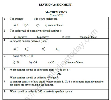 Image result for CBSE Grade 8 Math Worksheets