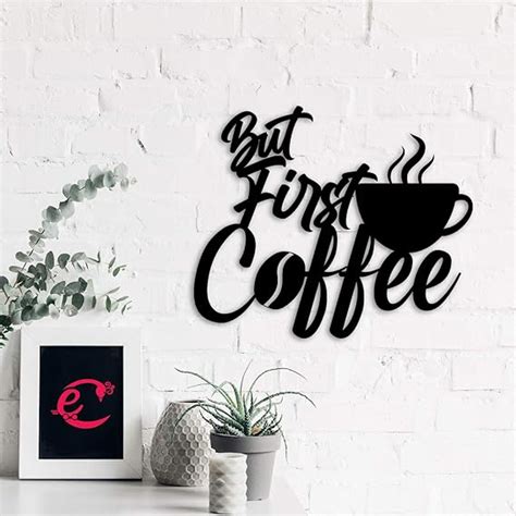 eCraftIndia "But First Coffee with Mug Black Engineered Wood Cutout ...