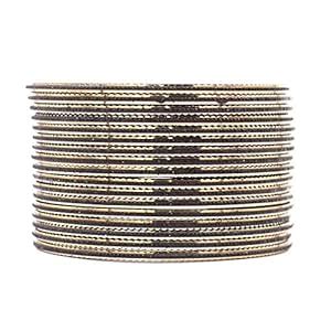 Buy Leshya Shining Glitter Bangles with golden borders (Black, 2.60) at ...