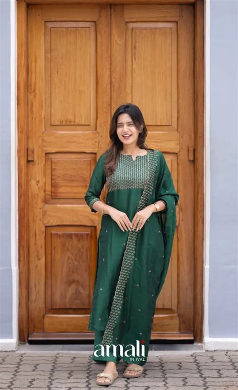 Nakshatra Georgette Salwar - Bottle Green – Amali Salwars