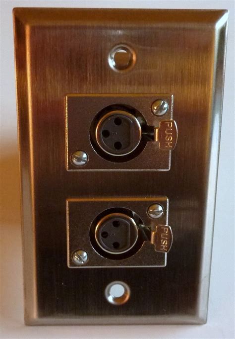 Philmore Stainless Steel Wall Plate with Dual 3-Pin Female Microphone ...