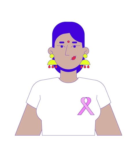 Bindi hindu woman wearing tshirt solidarity ribbon 2d cartoon character ...