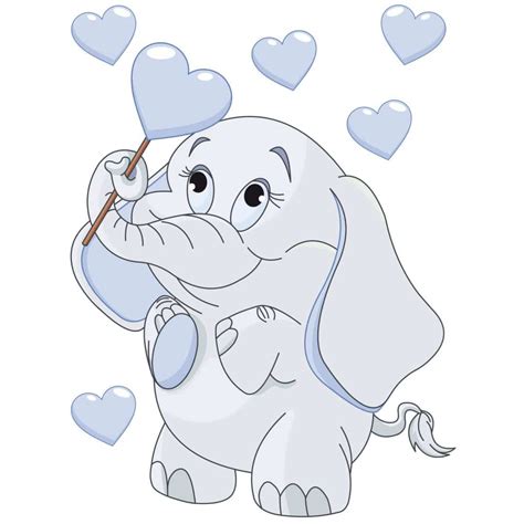 Elephant Baby with Hearts - Wall Sticker | wall-art.com