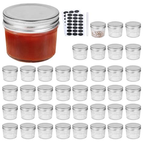 QAPPDA 4oz Glass Jars With Lids,Small Mason Jars Wide Mouth,Mini ...