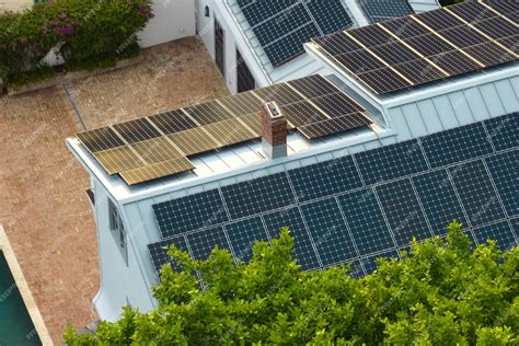 Premium Photo | Aerial view of new expensive american building roof ...