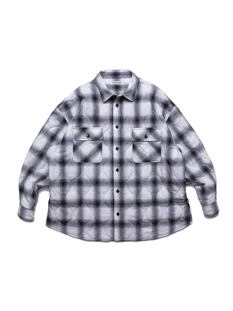 Ombre Check Quilting CPO Jacket -Off_White_Black- | HANGOUT