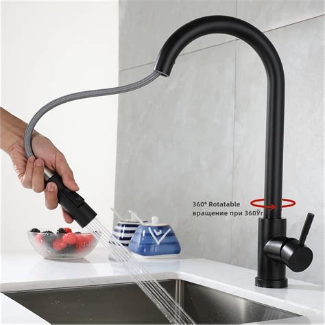 Buy GRUNI Pull Out Black Sensor Kitchen Faucet Smart Induction ...