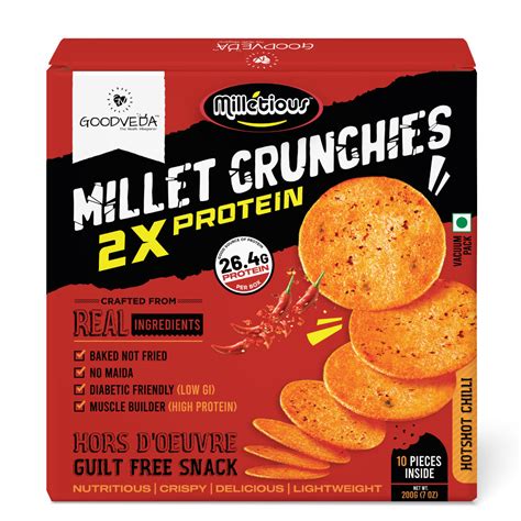 Millet Crunchies - Hotshot Chilli Flavour (10 Pc) – Goodveda