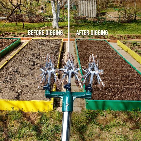 Hortem Rotary Cultivator Set, Adjustable Gardening India | Ubuy