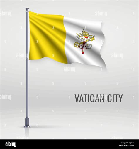 Waving flag of Vatican City on flagpole. Template for independence day ...