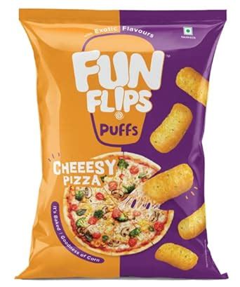 Fun Flips Puffs Cheesy Pizza - Baked Crispy Yummy Tasty & Healthy Ready ...