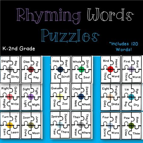 Reading Puzzles/ 120 Rhyming Words/ Puzzles Center Fun - Made By Teachers