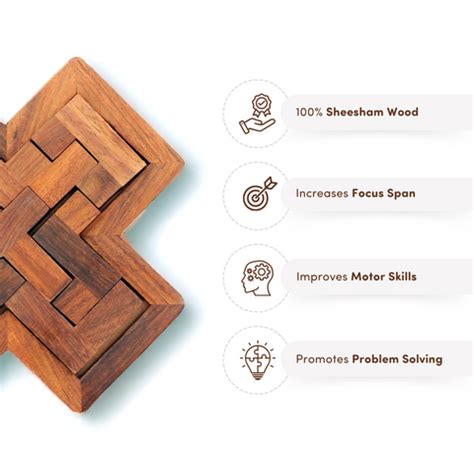Mittimate's Wooden Cross Pentomino Puzzle - Engaging Game for kids