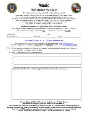 Fillable Online Music Merit Badge and Worksheet Fax Email Print - pdfFiller
