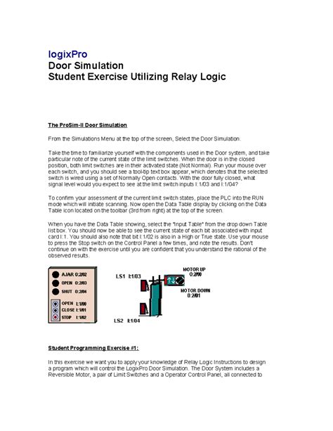 Image result for LogixPro Door Simulation Student Exercise Utilizing Relay Logic