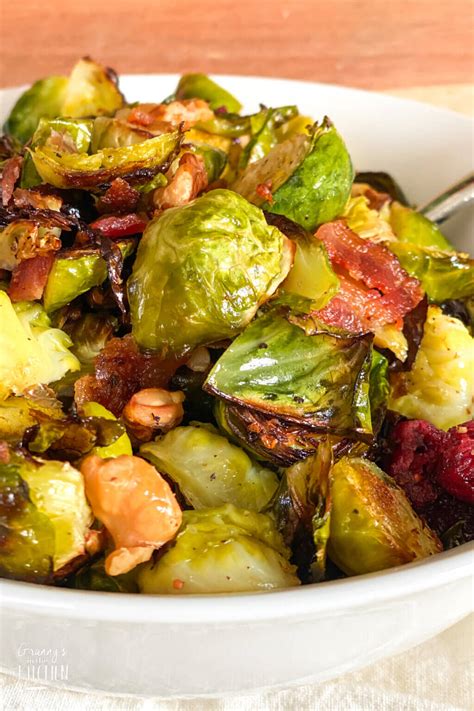 Roasted Brussel Sprout Salad with Cranberries - Granny's in the Kitchen
