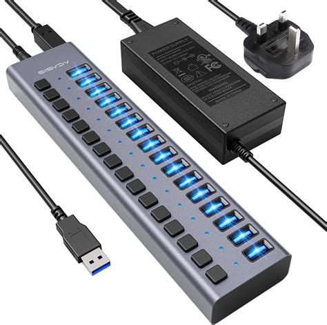 90W Powered USB Hub - ACASIS 16 Ports USB 3.0 Data Port, Aluminum ...