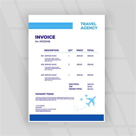 Travel agency invoice template 12624249 Vector Art at Vecteezy