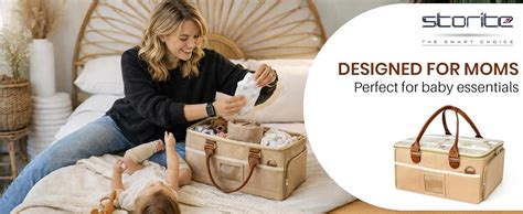 Storite Diaper Caddy Organizer Bag with Lid & Detachable Shoulder Strap ...