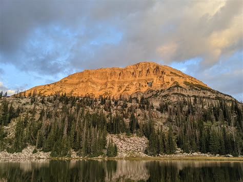 Sunrise on Bald Mountain from Moosehorn Campground on its eastern base ...