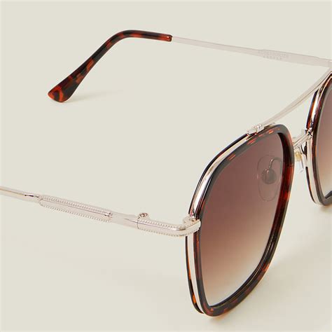 Metal Tortoiseshell Aviator Sunglasses