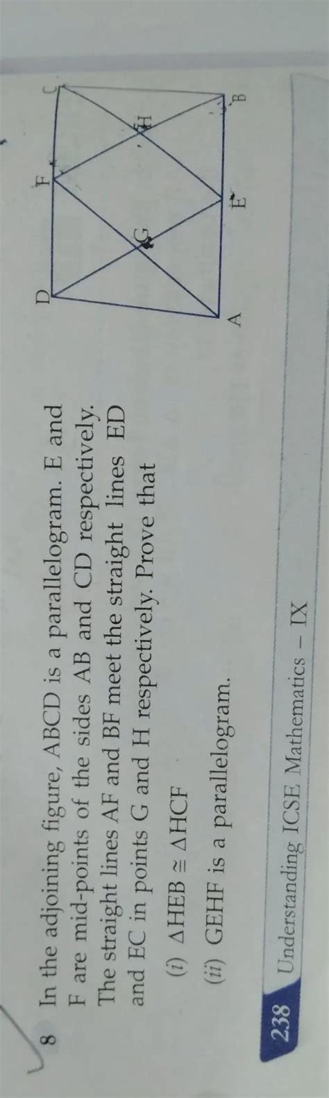 in the adjoining figure ABCD is a parallelogram p and F are midpoints ...