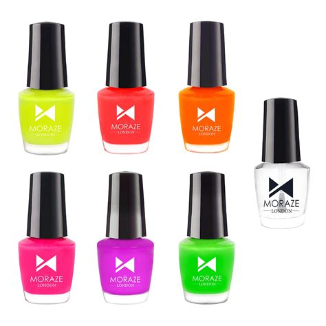 Neon Pack Of 6 Nail Polish With Top Coat – Moraze Cosmetics