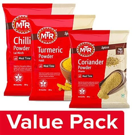 Buy MTR Chilli Powder Stemless 200 g + Turmeric Powder 200 g ...
