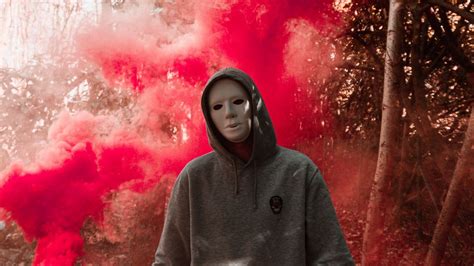 Wallpaper mask, colored smoke, anonymous, hood hd, picture, image
