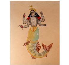 Matsya Fish Depiction of Vishnu in the Kalighat Painting