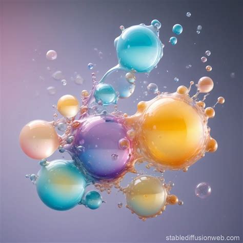 colliding air bubbles floating in liquid light colours with there solid ...