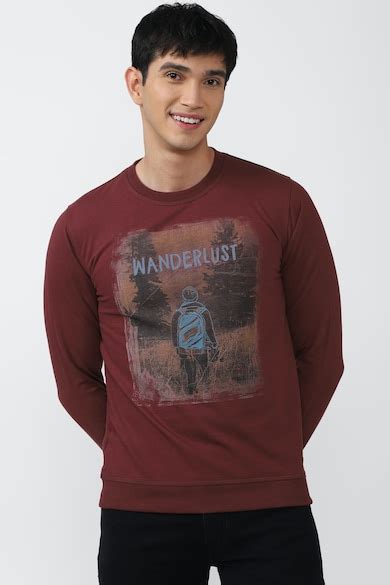 Buy Men Maroon Graphic Print Round Crew Neck Sweatshirt Online - 741126 ...
