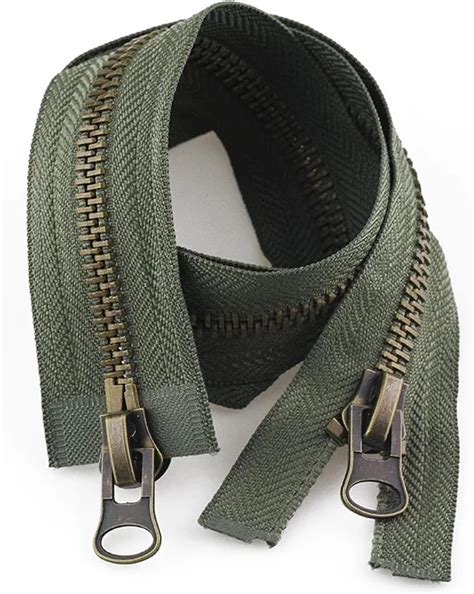 Zips 70-120cm Metal Zipper Double Slider Open End Two Way Zip for Coat ...