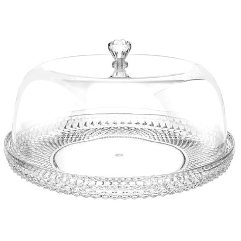 12 Inch Clear Food Grade Acrylic Diamond Pattern Cake Dessert Platter ...