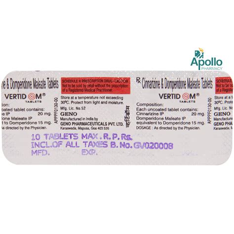 VERTIDOM 20MG TABLET Price, Uses, Side Effects, Composition - Apollo ...