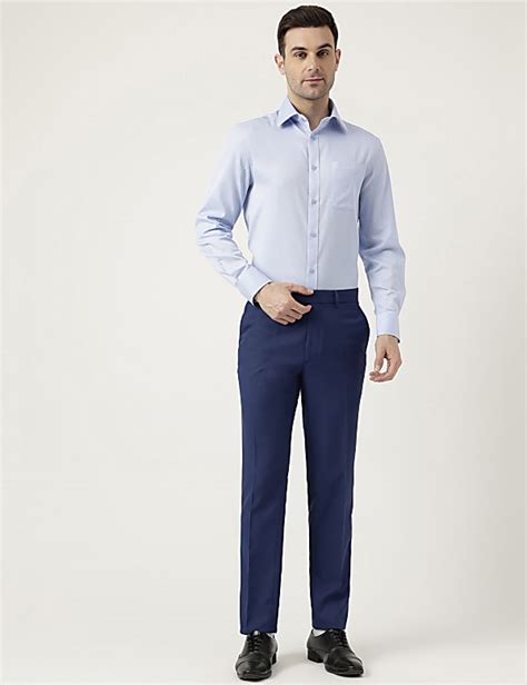 Buy Slim Fit Solid Trousers at Marks & Spencer