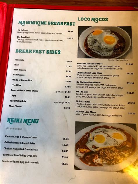 Menu at Hawaiian Style Cafe Hilo, Hilo, 681 Manono St