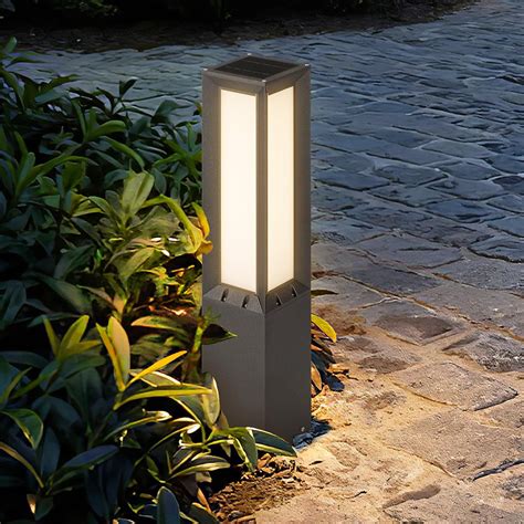 Solar Pathway Lights Outdoor, 32'' Landscape Path Light Modern Bollard ...