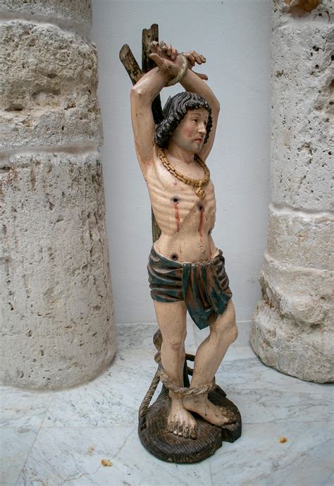 16th Century German Hand Carved Painted Wood St. Sebastian For Sale at ...