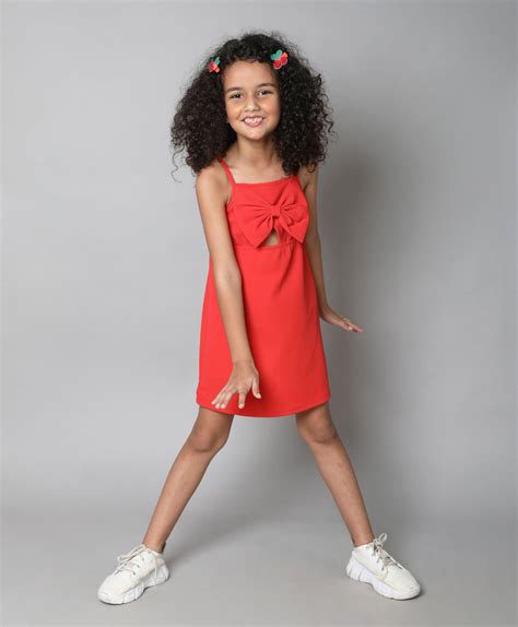 Shop Cut-Out Detail Bow Dress-Red Online – taffykids