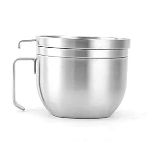 Food Container, Round Large Capacity Noodle Bowl Stainless Steel Double ...