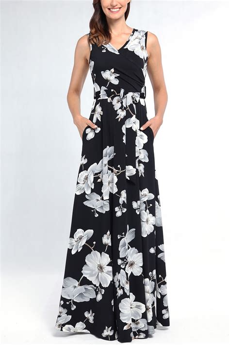 Comila Women's Summer V Neck Floral Maxi Dress Casual Long Dresses with ...