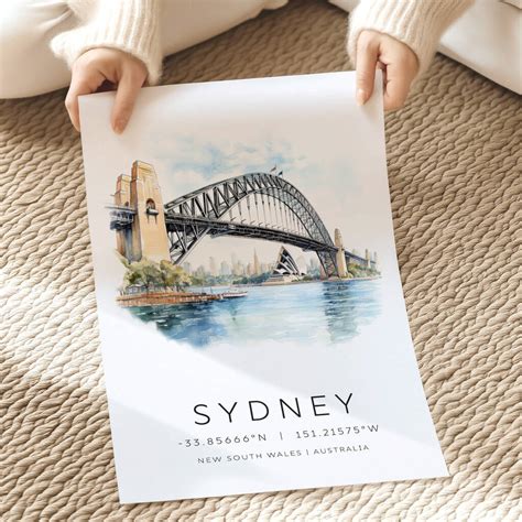 Sydney Australia Travel Landmark Poster With Map Coordinates By Ottie ...
